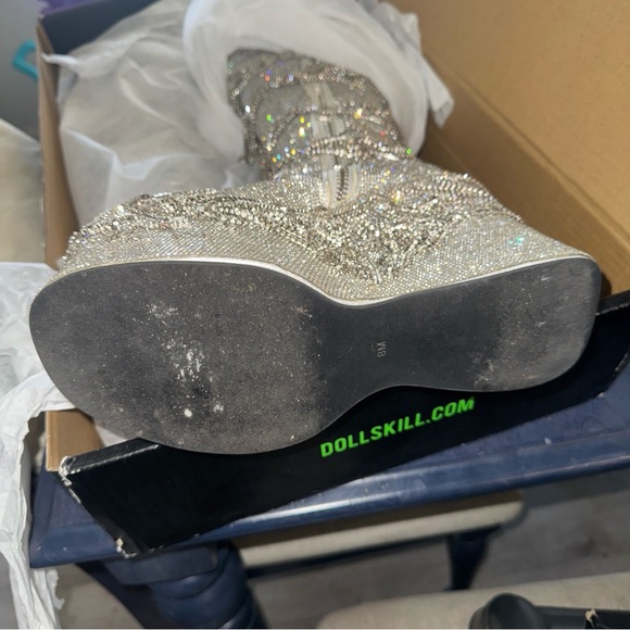 Sparked emotions rhinestone knee high boots like new - Picture 6 of 7